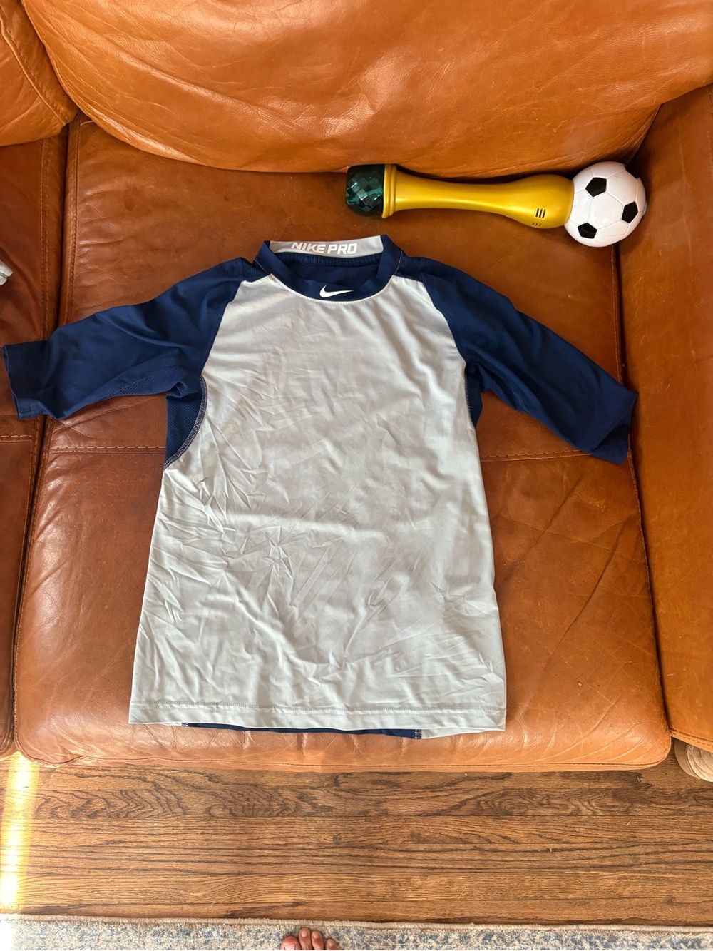 Nike Youth Raglan Performance Top - Navy & Light Gray